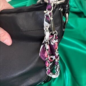 Black Handbag charm with Purple and Pink Chain Accent